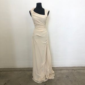 Off White Ruched Detail Long Dress